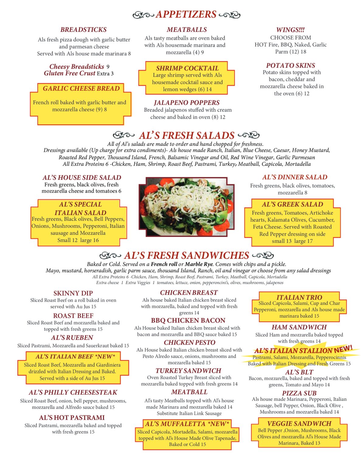 Menu | Hand-Tossed Pizza | Silly Al’s Pizza